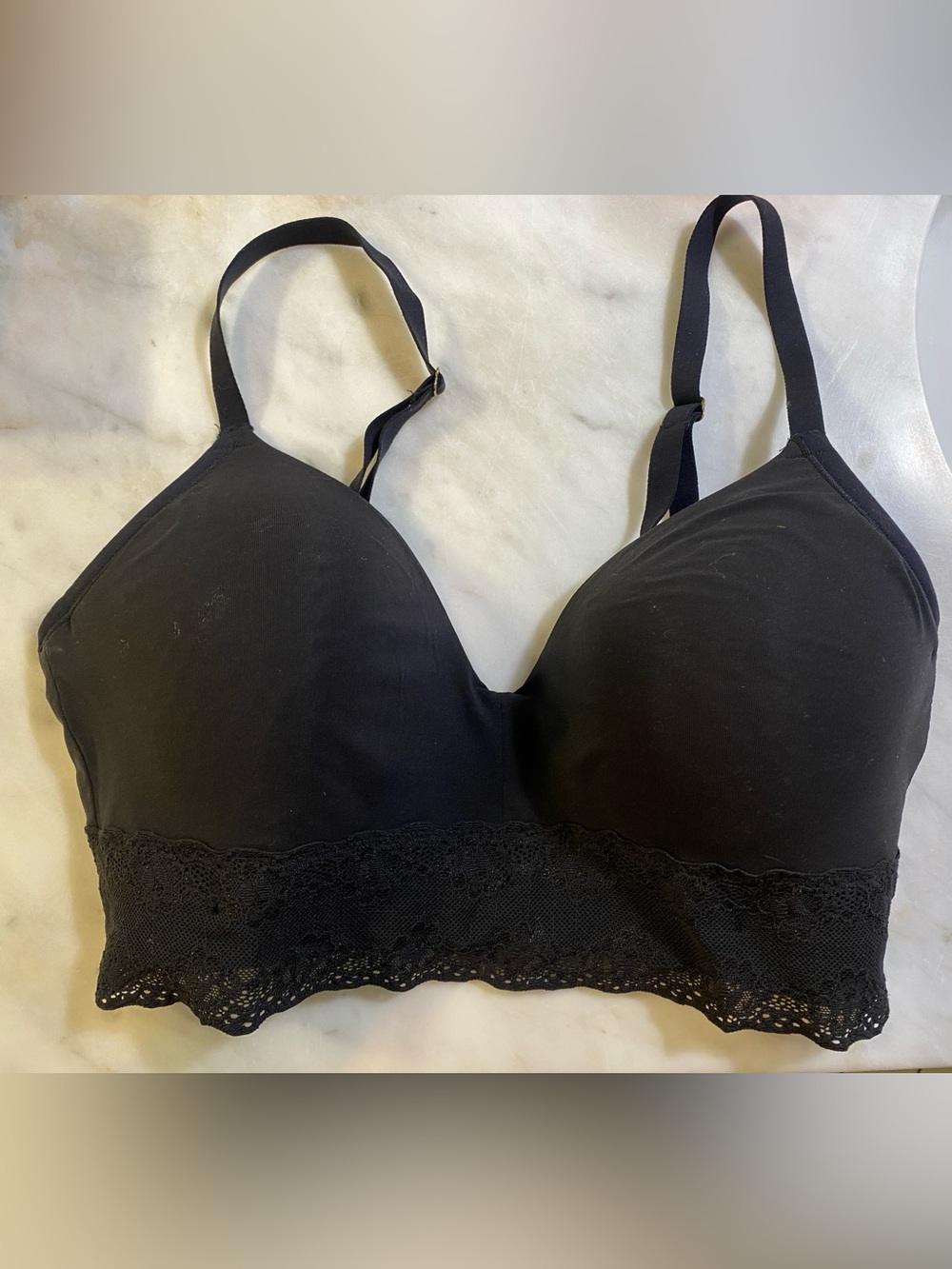Natori Black Lace Trim Wireless Bralette - 32DD